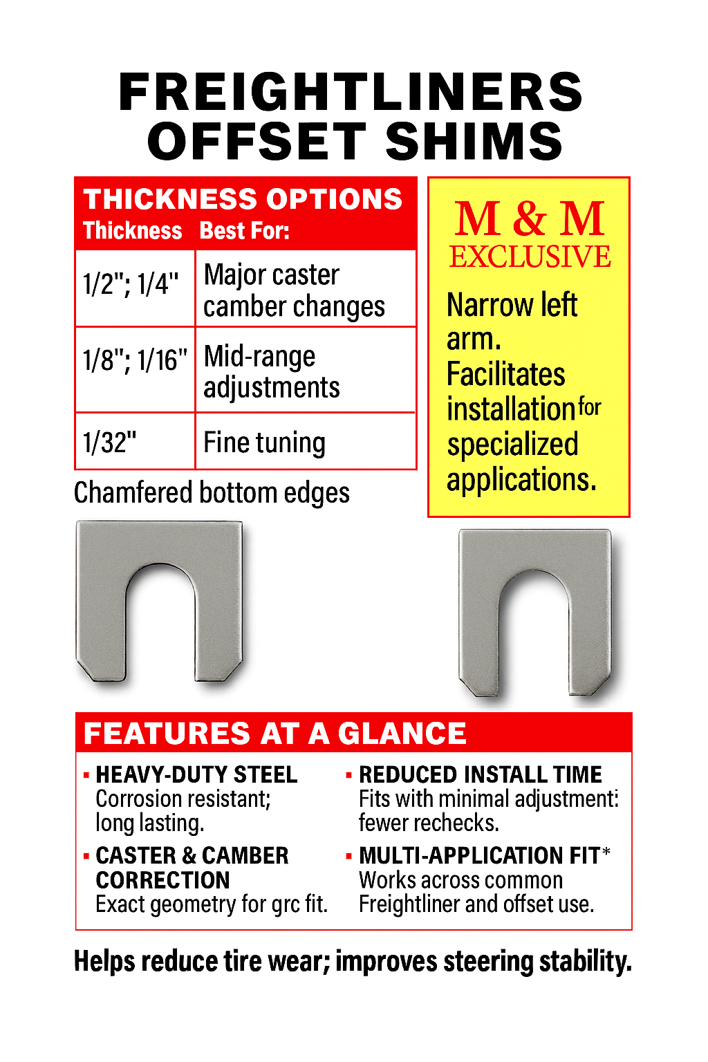 Freightliner “ Single ¾ Slot” adjustment shim 1 ⅝   wide x 2 ⅛ long